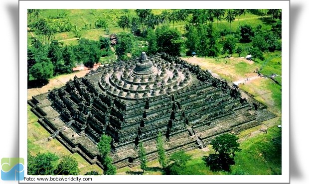 is the view from the top of Candi Borobudur. The name of Borobudur ...